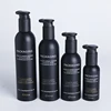 Wholesale matte black acrylic PET pump sample bottle 100ml-300ml cosmetic packaging