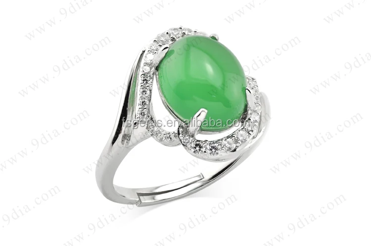 G1S003104A Wholesale 925 Sterling Silver Rose Gold Plated Hetian Jade Cabochon Jewelry Setting