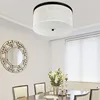 European cylindrical chandelier elegent linen ceiling lamp, tempered glass shades design