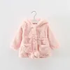 children winter clothing red and Pink coat for girls outdoor fluffy garment long red plaid new dress coat design