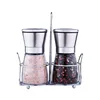 Mini manual ceramic mill glass jar set grinder for salt and pepper