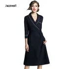 women's 3/4 sleeve stripe wear to work business patchwork A-line dress