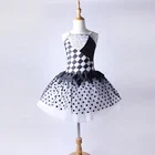 Black and white diamond lattice jazz tutu skirt unique style stage costume silver shiny mesh dance wear