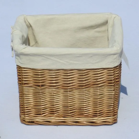 handmade purely willow storage basket with white liner and high