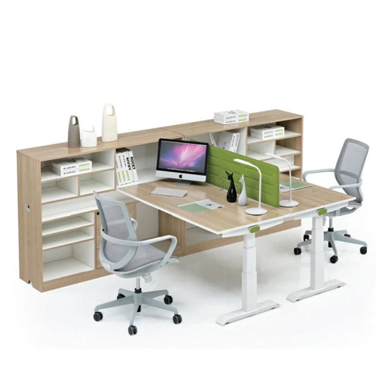 Modern Standing Desk 2 Person Open Office Cubicle Workstation In