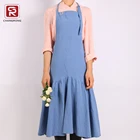 Custom blue pinafore japanese linen kitchen apron for womens