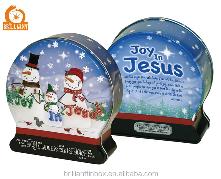 fancy christmas holiday metal irregular gift tin can for