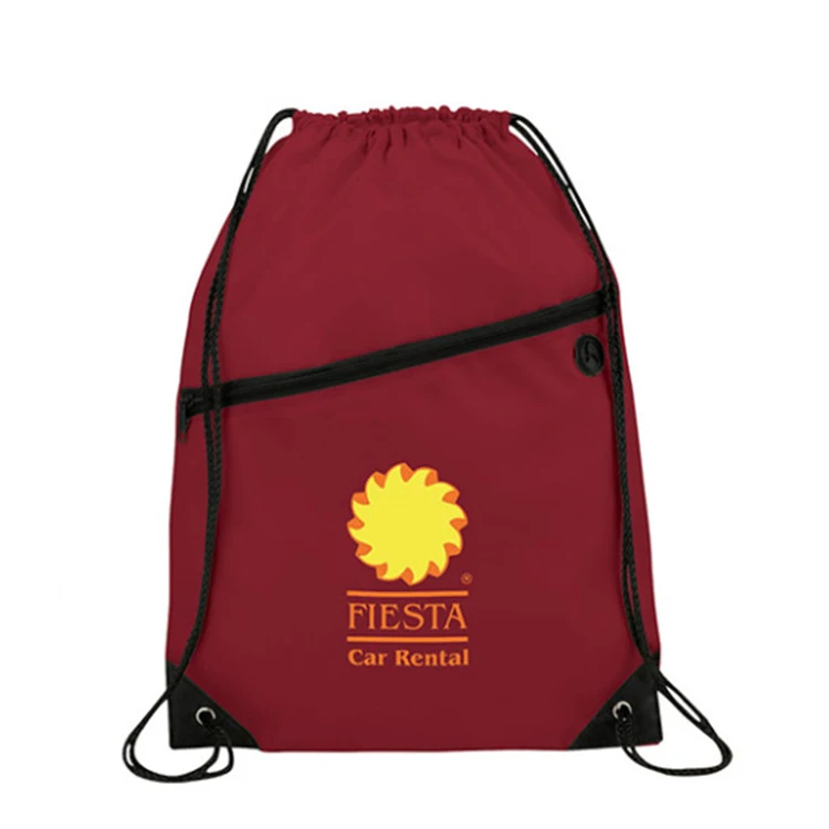 strong waterproof polyester drawstring bag with zipper