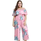 OEM 2019 Plus Size Print Floral Jumpsuits Strapless for Women