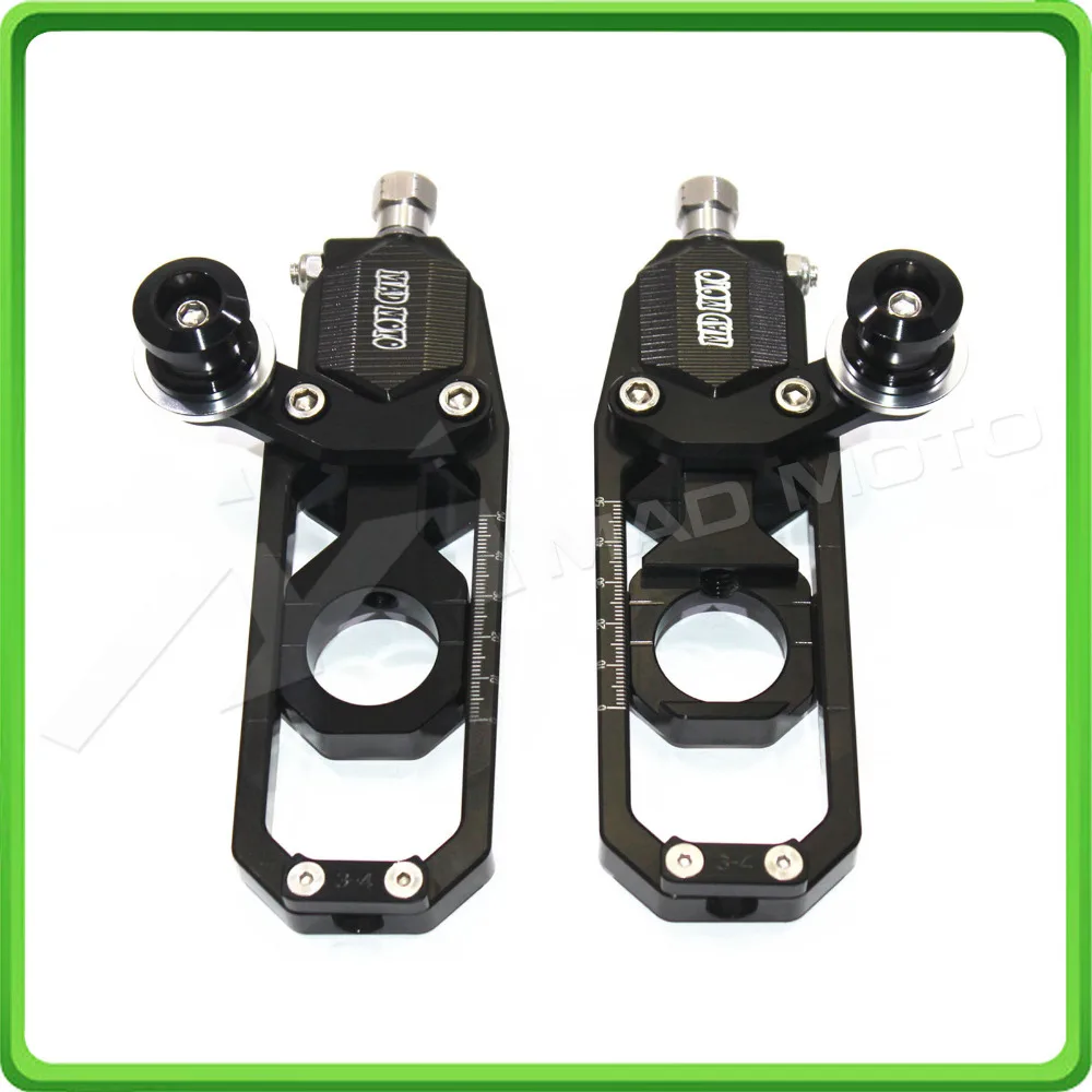 Motorcycle Chain Tensioner Adjuster with paddock bobbins kit for Suzuki GSXR1000 GSXR 1000 GSX-R1000 2007 2008 07 08 Black (1)