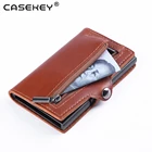 Wallet Aluminium Rfid Card Holder High Quality Genuine Leather Rfid Blocking Wallet Aluminum Pop Up Credit Card Holder