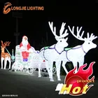 Santa Claus led outdoor Christmas light sculptures led 3D deer motif light for Shopping Mall Decoration