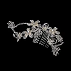 Factory wholesale handmade freshwater pearl flower wedding silver alloy Bridal crystal rhinestone hair comb accessories
