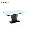 Free Sample Plexiglass Base Black Glitter Top Metal Frame Tempered Glass Dining Table