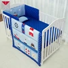 Blue ship digital printed polyester peach skin baby cot bedding sets
