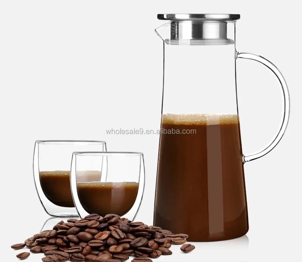 teapitcher,pitcherplant water carafe with stainless steel lid, glass iced tea pitcher