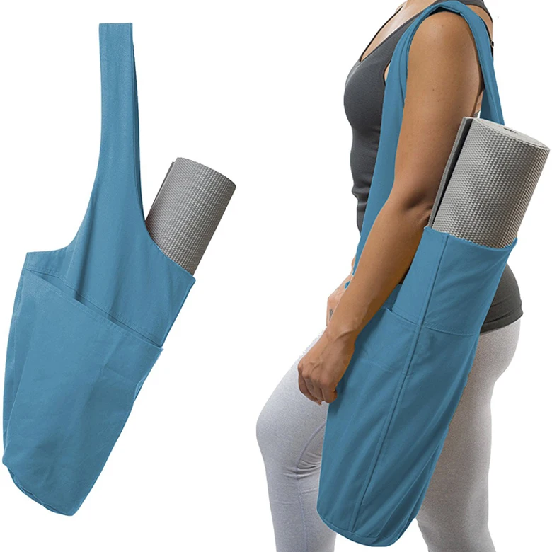 Cotton Yoga Mat Shoulder Bag with Pocket Fits All Size Mats Yoga Pad Carrier Holder