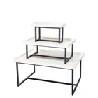 MDF metal 3 layer customized multipurpose rack retail rack cosmetics display shelf carpet rolling display rack