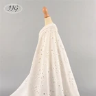 Hot sale customized elegant african eyelet white cotton embroidery fabric for wedding dress