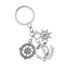 Oneok Anchor Rudder Compass Keychain, Inspirational Key Chain Ring for Family and Friends