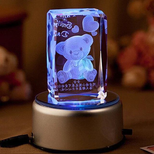 teddy bear laser crystal gift for sale