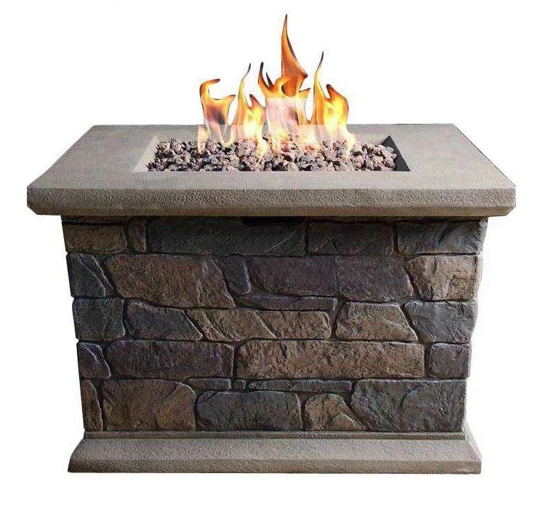 Outdoor Gas Fire Pits Fibreglass Rock Stone Finish Large Gas Fire Pit