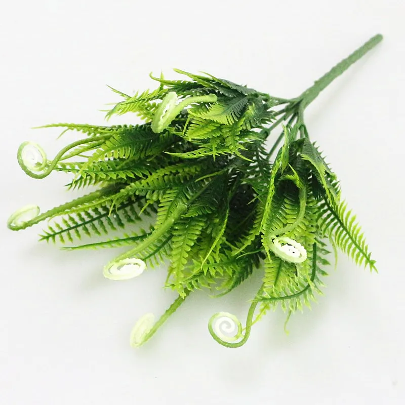 Flone Artificial Plastic Fern Grass Green Leaf Branch Simulation Flower Decorative For Wedding Party Room Decoration Art (10)