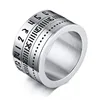 Wish Hot Sale New Arrival Arabic Numerals Engrave Jewelry Fashion Men Stainless Steel Wide Ring Wholesale