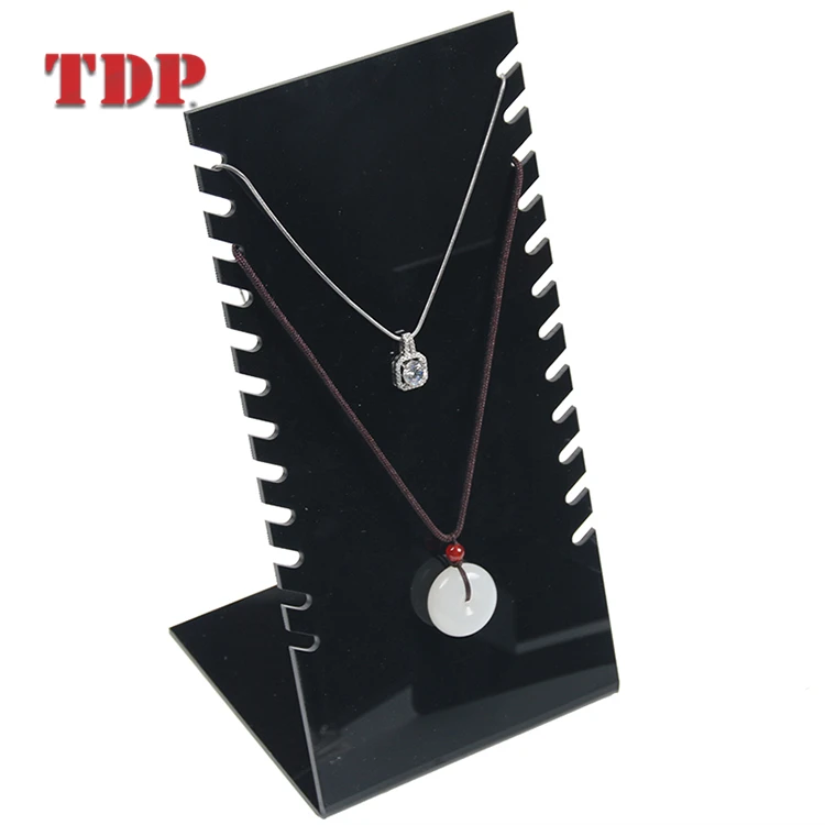 White and Black Countertop Plexiglass Jewelry Shop Holder Acrylic Necklace Display Stand