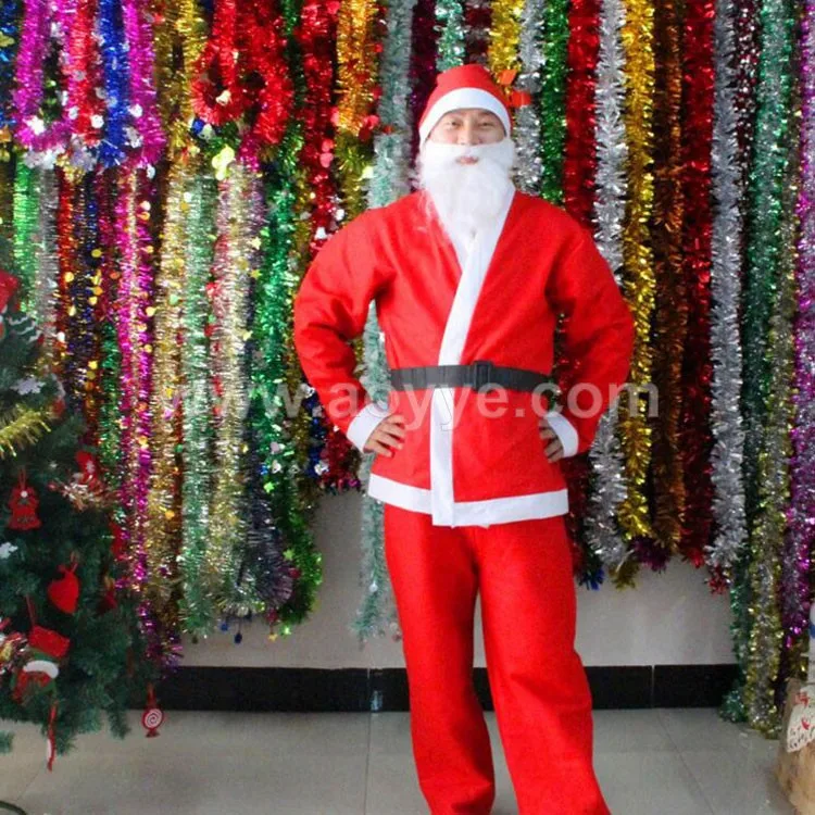גברים מבוגרים חליפת חג המולד סנטה קלאוס קישוט פסטיבל חג המולד 5 יחידות מותאם אישית זול קוספליי בגדי חג המולד