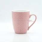 ceramic diamond weave textured embossed mug elegant color new bone china coffee mug tea cup gift small MOQ factory
