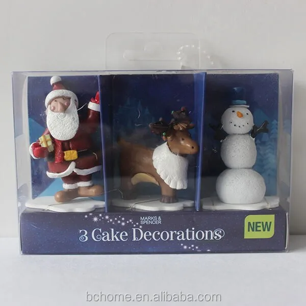 3 cake topper characters,reindeer,snowman,santa - buy christmas