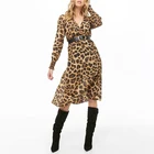 Clothing Manufacturing Womens Hotest Leopard Surplice Dress