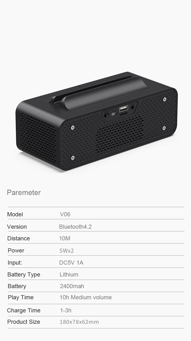 Oneder V06 Speaker Sound Box Professional Smart wireless LED screen Alarm clock active multimedia speaker - ANKUX.COM