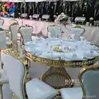 Gold stainless steel coffee table modern round marble table