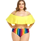 Ruffle Swimwear High Waist Sexy Big Xxxl Swimsuit Woman Women Bikini Plus Size