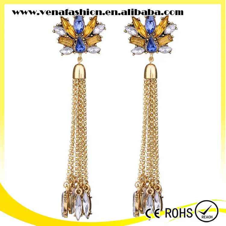 crystal long tassel flowe shaped bulk wholesale earring crystal long tassel flowe shaped bulk wholesale earring