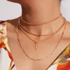 New Trend Wholesale Promotion Gift Custom Women Fashion Necklaces Jewelry Cross Shape Multi Layered Gold Necklace