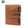 Top quality men's full grain genuine leather hot sale men's SIM credit bank business card holer wallet with zip coin pocket