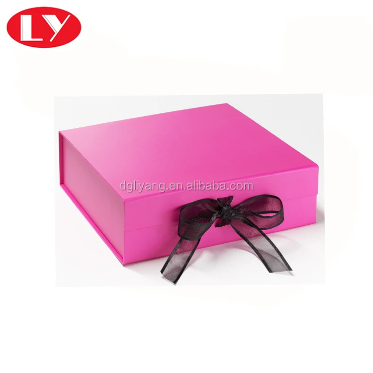 color gift box with closure silk ribbon very pretty cardboard
