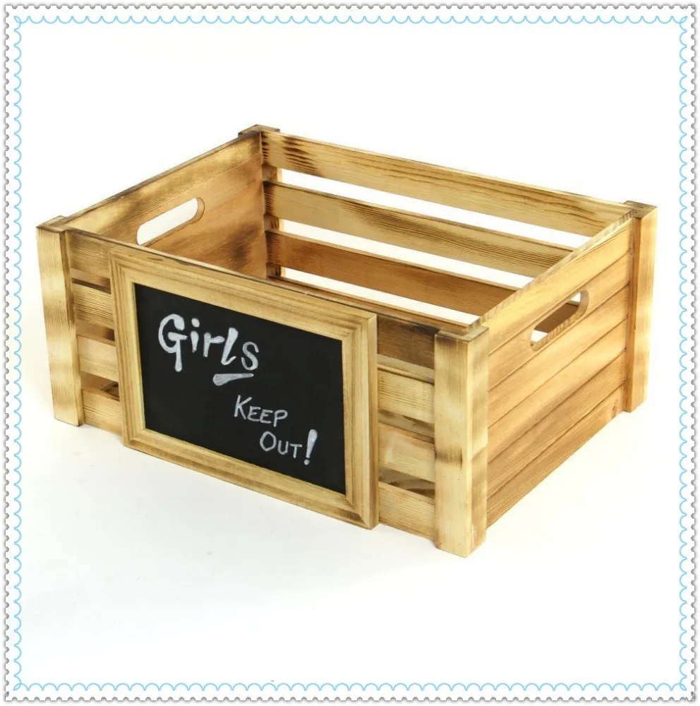 Trade Assurance Burnt Finish Stackable Wooden Display Crates With Chalk