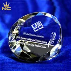 Handmade Faceted Glass Gem Cut Round Shaped Crystal Paperweight For Desk Decoration