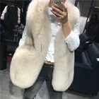 winter warm women real fox fur vest ladies V-neck sleeveless natural fox fur gilet