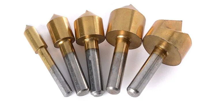 5Pcs  Cylindrical Shank Single Flute HSS Countersink Deburring  Bit Set  for Metal Drilling