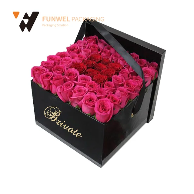 luxury wedding paper box flower rose custom flower box