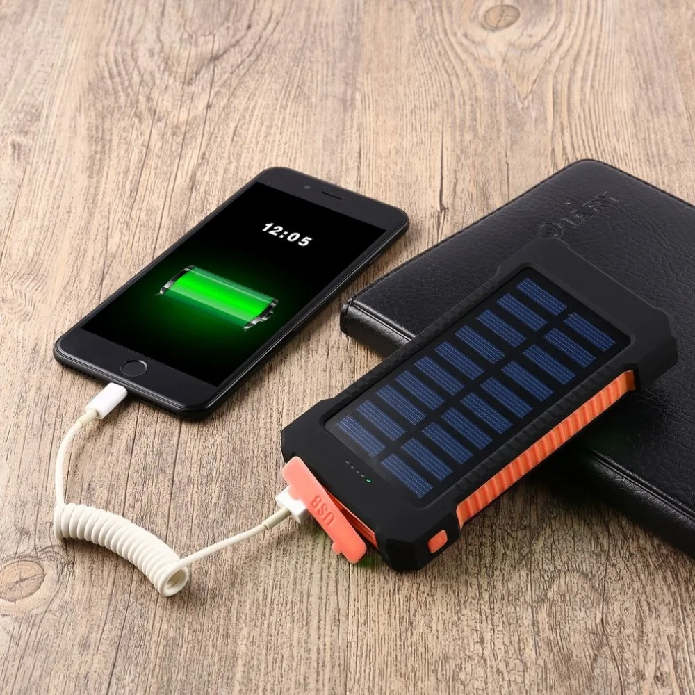 Waterproof 10000mAh Portable Compass Solar Charger Dual USB Battery Power Bank For iPhone for Samsung Smartphone - ANKUX.COM