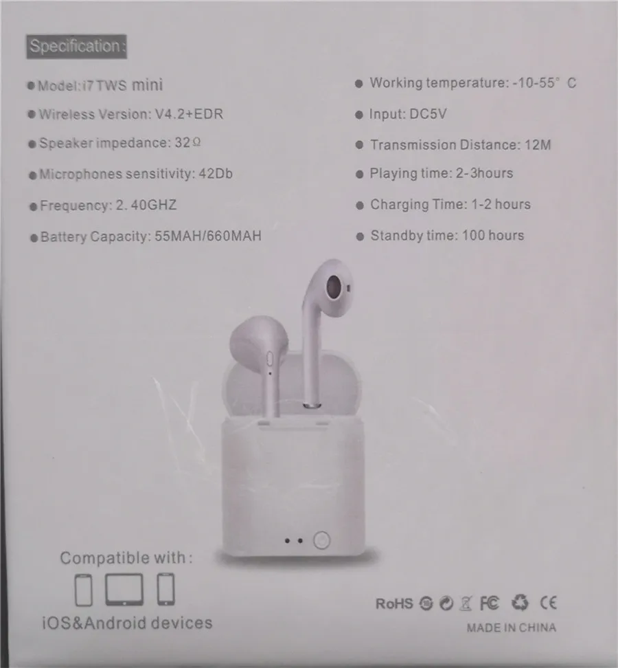 Promotional Sport Mini i7s TWS Headsets True Wireless Stereo Earbuds Twins BT Earphones for iPhone Android - ANKUX.COM