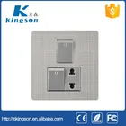 the lastest designed wall socket switch 2 gang switch +1 socket with stainless steel faceplate