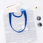Economical High Quality Customized Durable Cotton Canvas Stripes Shopping Tote Bag