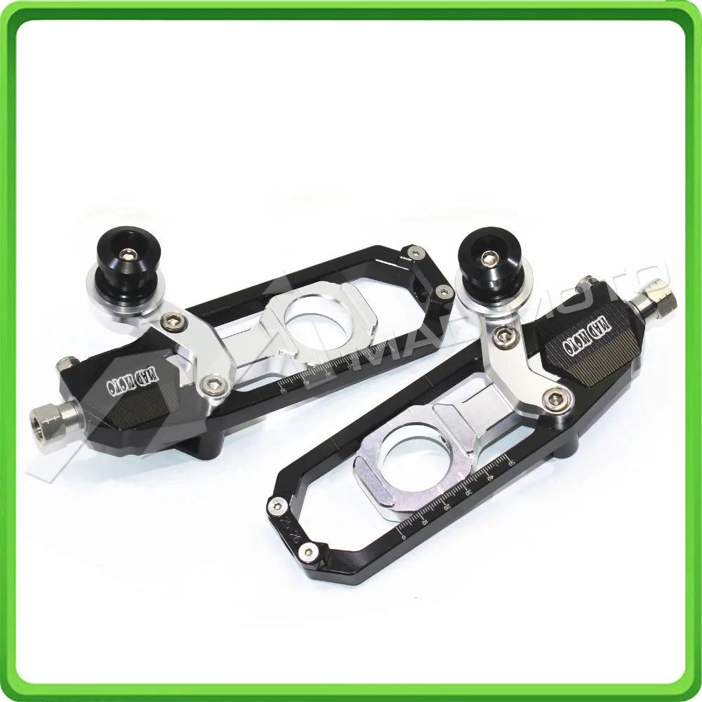 Motorcycle Chain Tensioner Adjuster with paddock bobbins kit for Yamaha YZF-R1 R1M R1S 2015 2016 2017 15 16 17 Black&Silver (5)